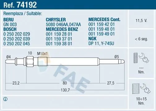 FAE Glühkerze (74192) KFZ-6990819 Sonderangebot